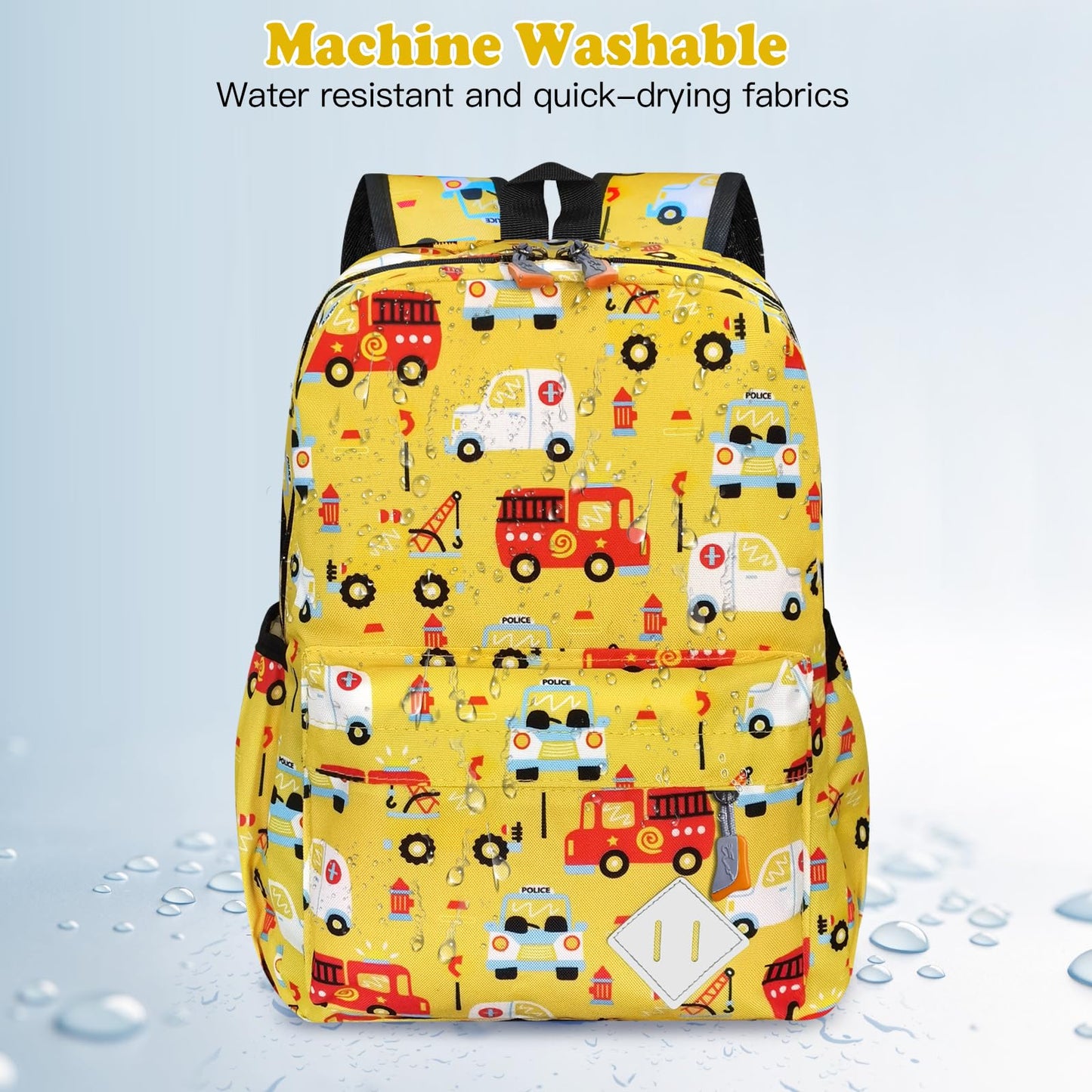 15" Kids Backpack for Preschool – Cute Car Design,