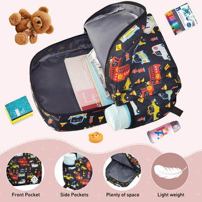 15" Kids Backpack for Preschool – Cute Car Design,