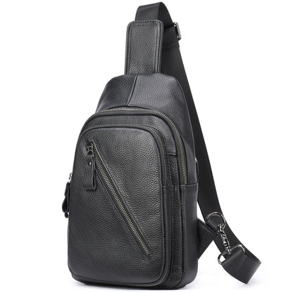 LUKZIJAES Genuine Leather Sling Bag for Men