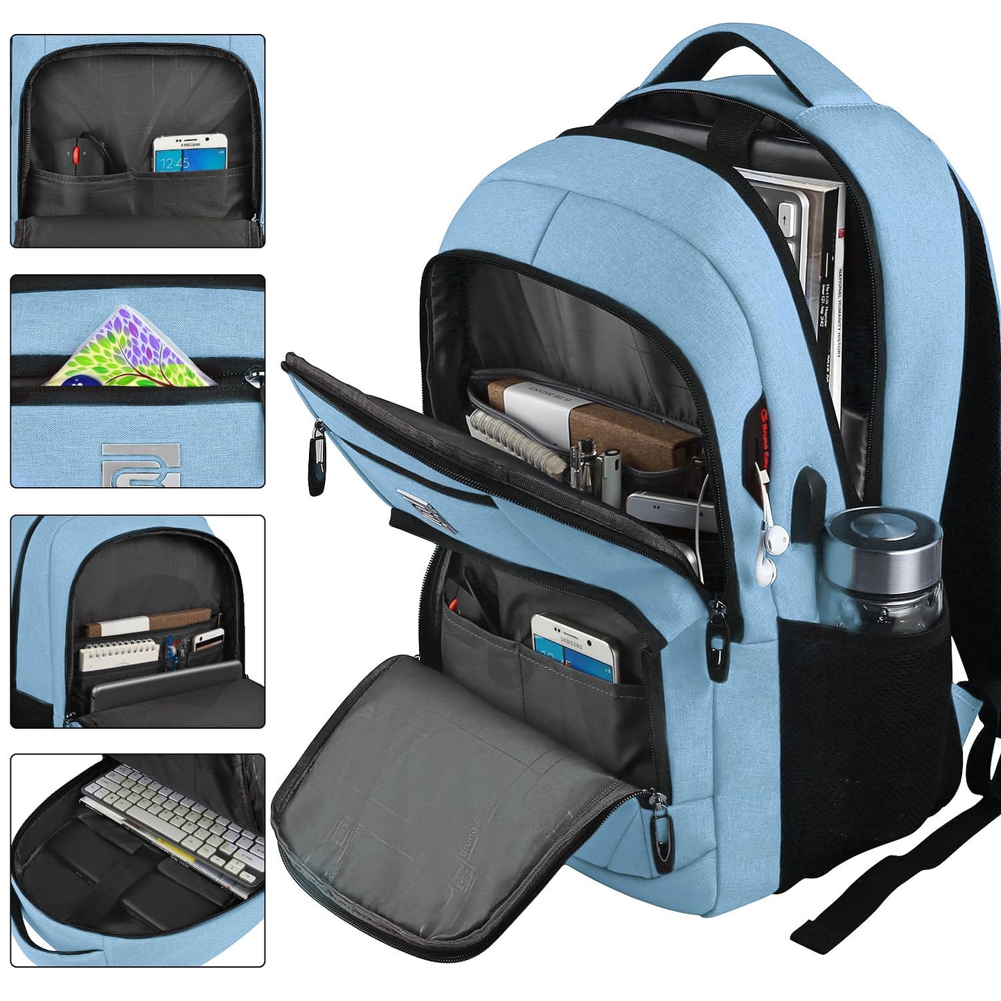 Anti-Theft Laptop Backpack with USB – 15.6" Black