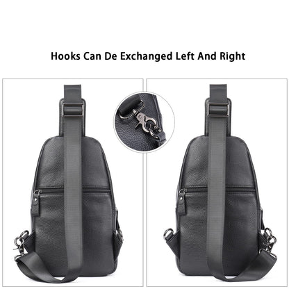 LUKZIJAES Genuine Leather Sling Bag for Men