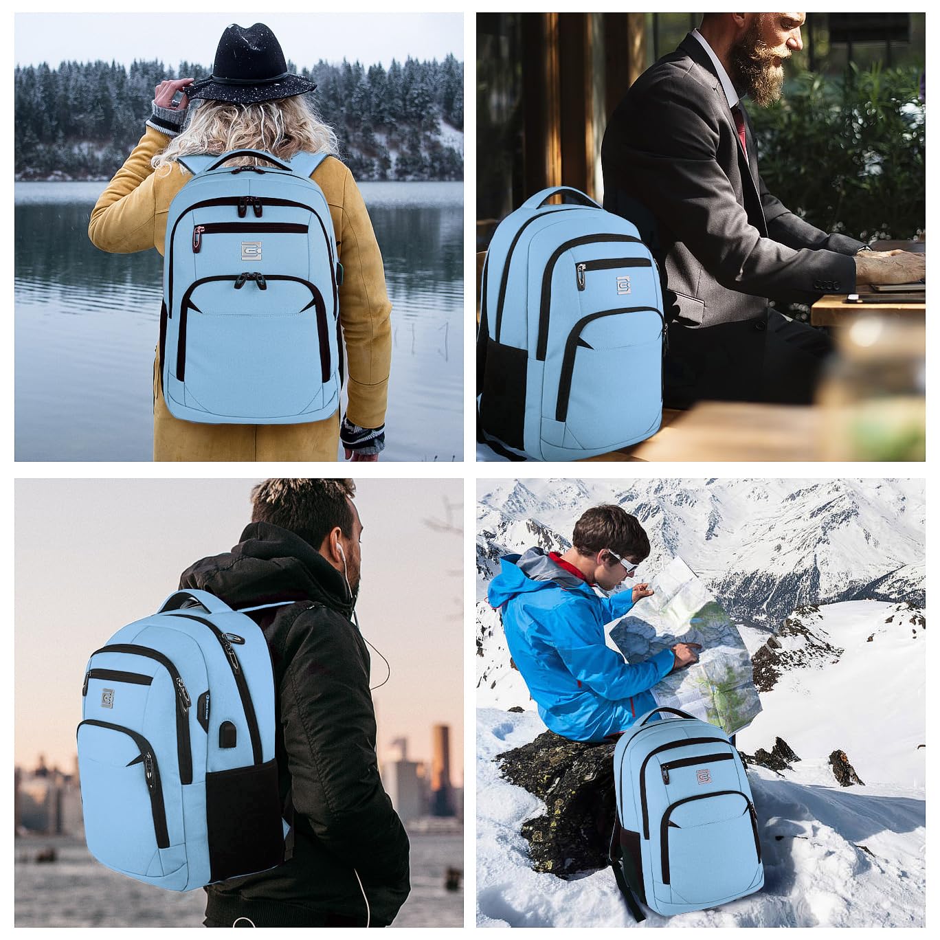 Anti-Theft Laptop Backpack with USB – 15.6" Black