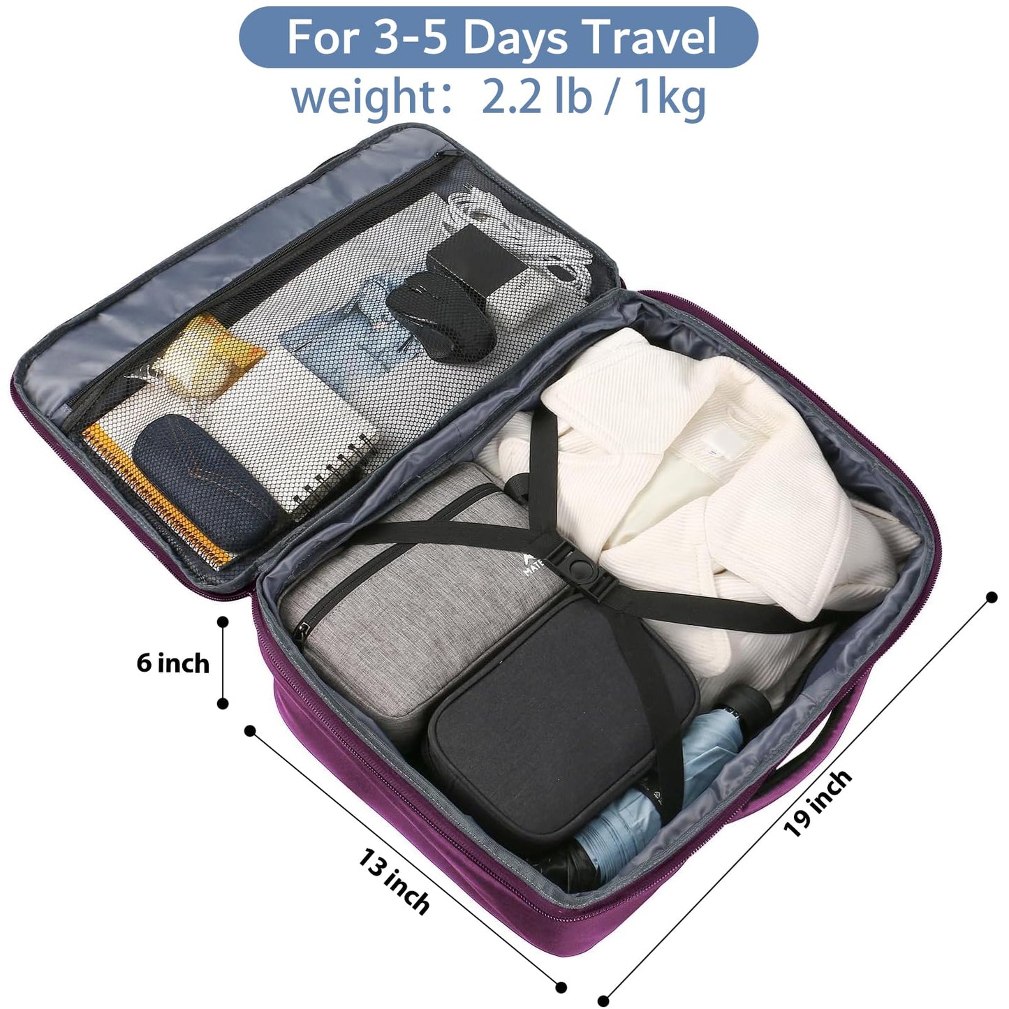MATEIN 40L Carry-On Travel Backpack, Black