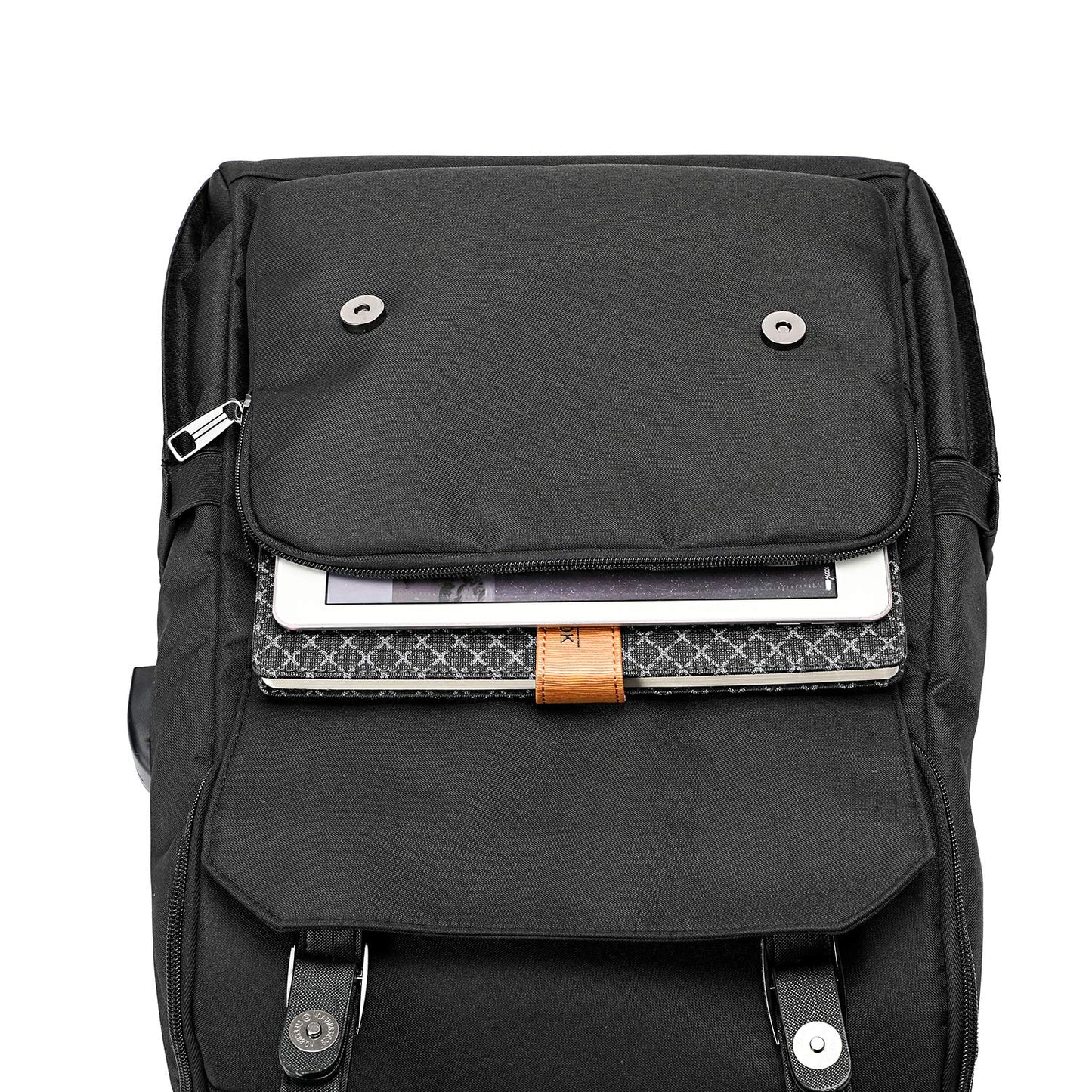 YALUNDISI Vintage Laptop Backpack with USB, Black