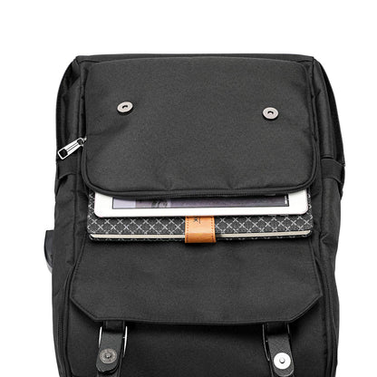 YALUNDISI Vintage Laptop Backpack with USB, Black