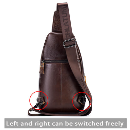 LUKZIJAES Genuine Leather Sling Bag for Men