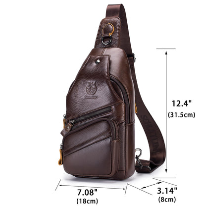 LUKZIJAES Genuine Leather Sling Bag for Men