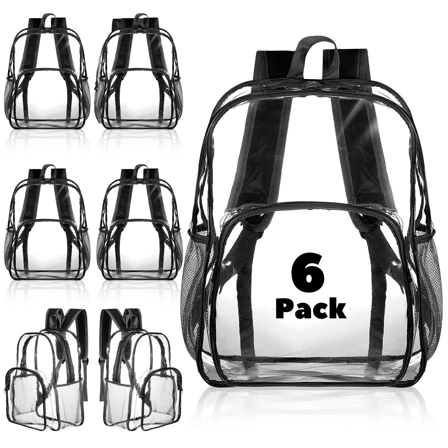 Amylove Clear PVC Backpack, 15", Black, 100-Pack
