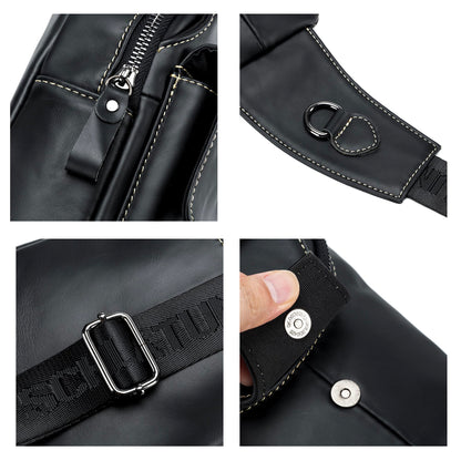 LUKZIJAES Genuine Leather Sling Bag for Men
