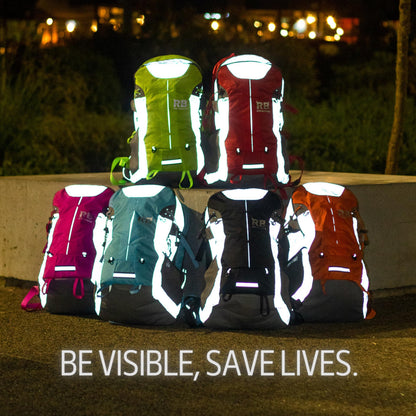Reflective Motorcycle Backpack with Helmet Holder, Green