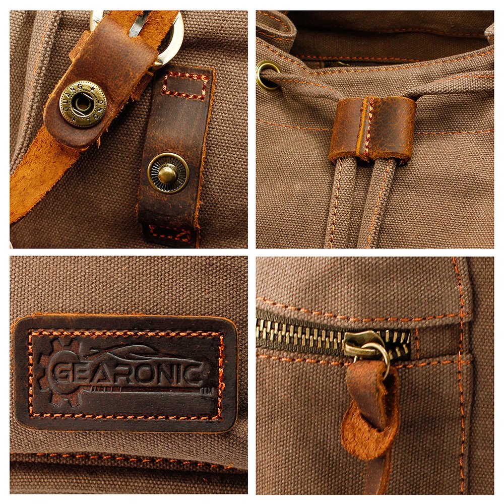 GEARONIC Vintage Canvas Laptop Backpack, 15"