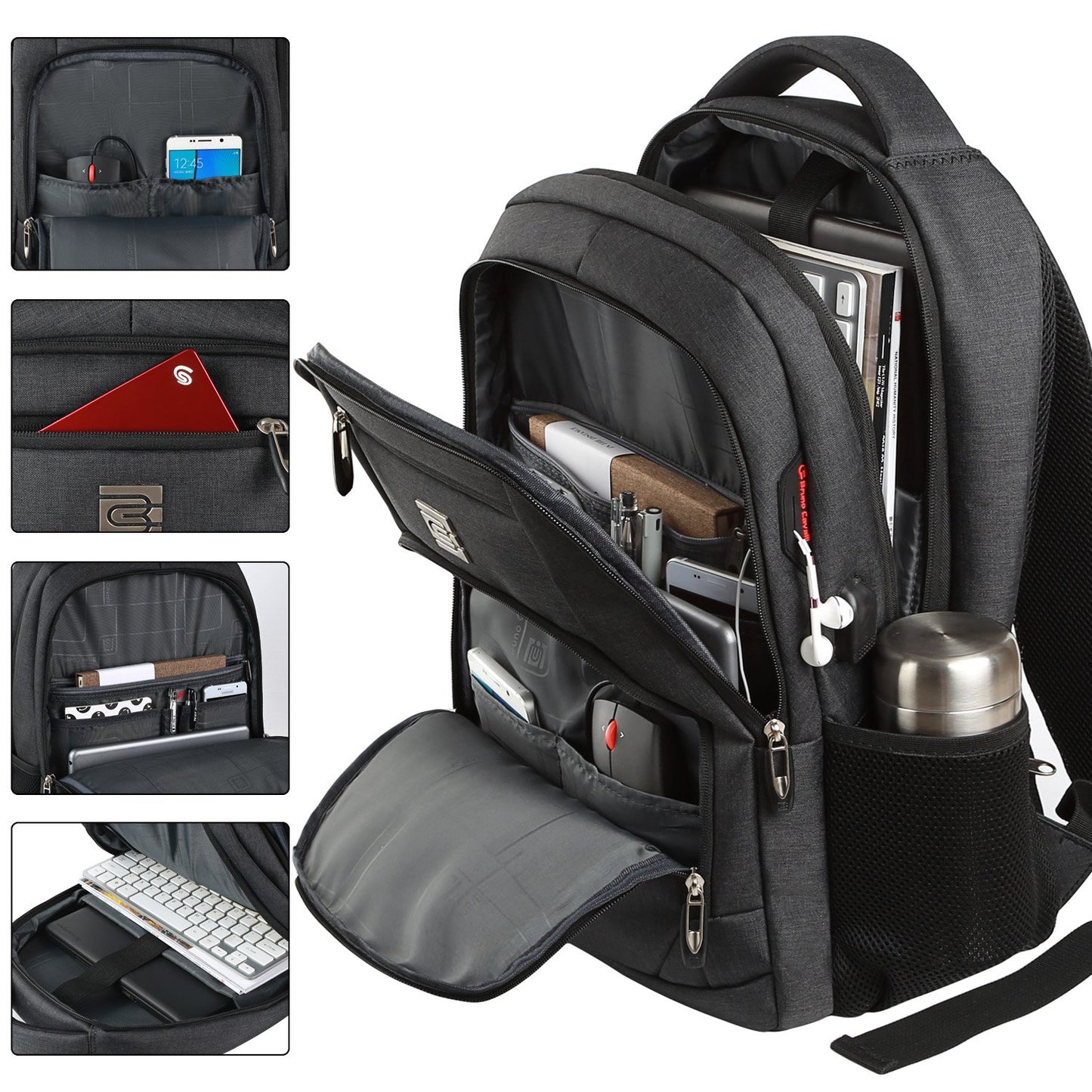 Anti-Theft Laptop Backpack with USB – 15.6" Black