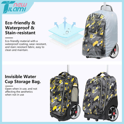 NEW TILAMI 19" Rolling Backpack for kids, Adjustable Laptop Backpack
