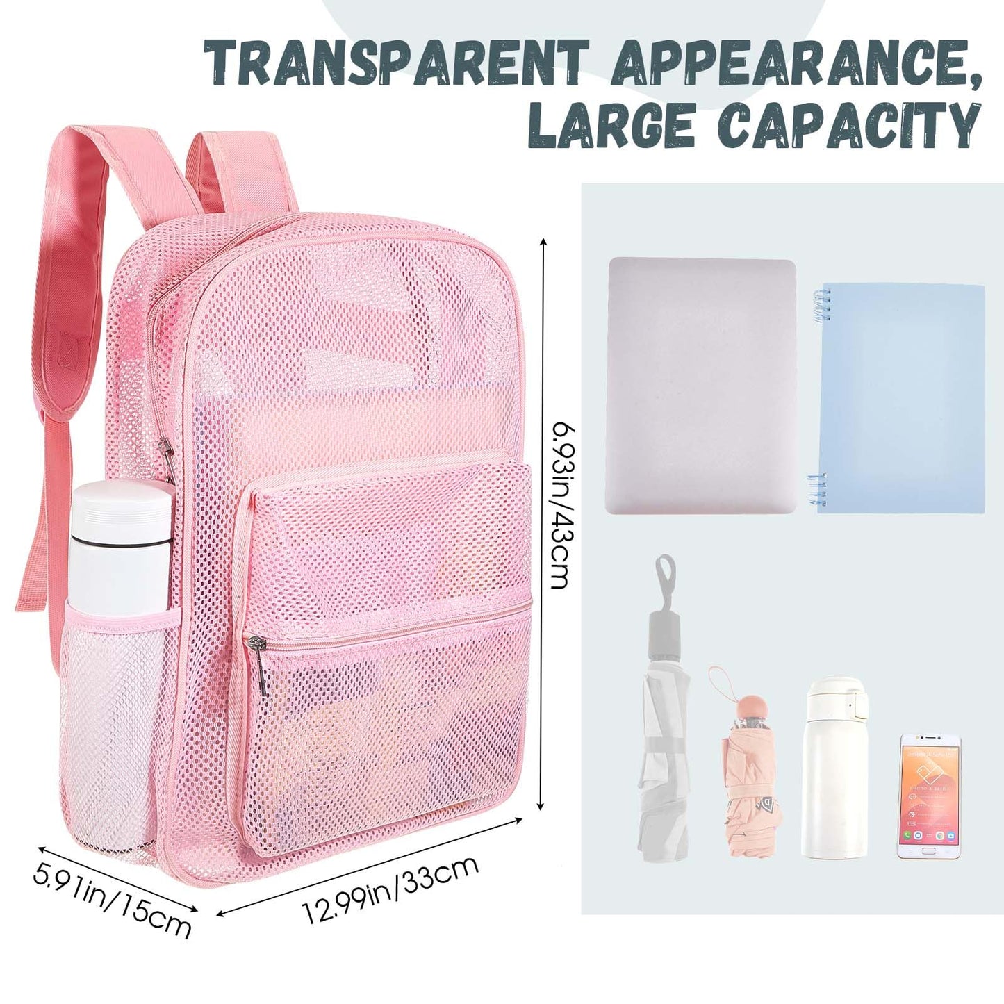 Amylove 17" Mesh Backpack – 48 Pack, Colorful