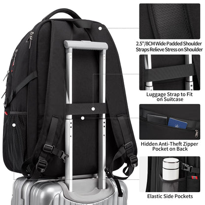 Travel Laptop Backpack, Black Backpack for Men and Women