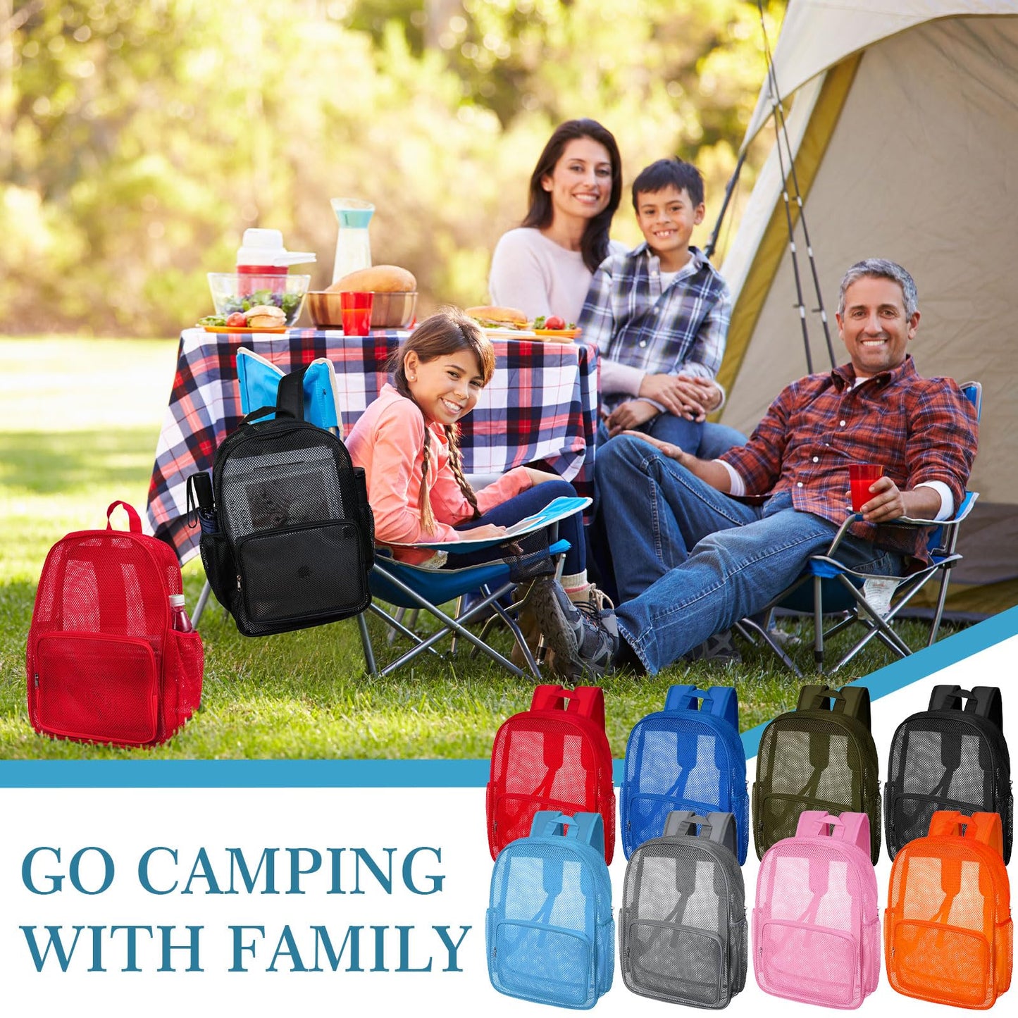 48-Pack 17" Clear Mesh Backpacks – Heavy Duty