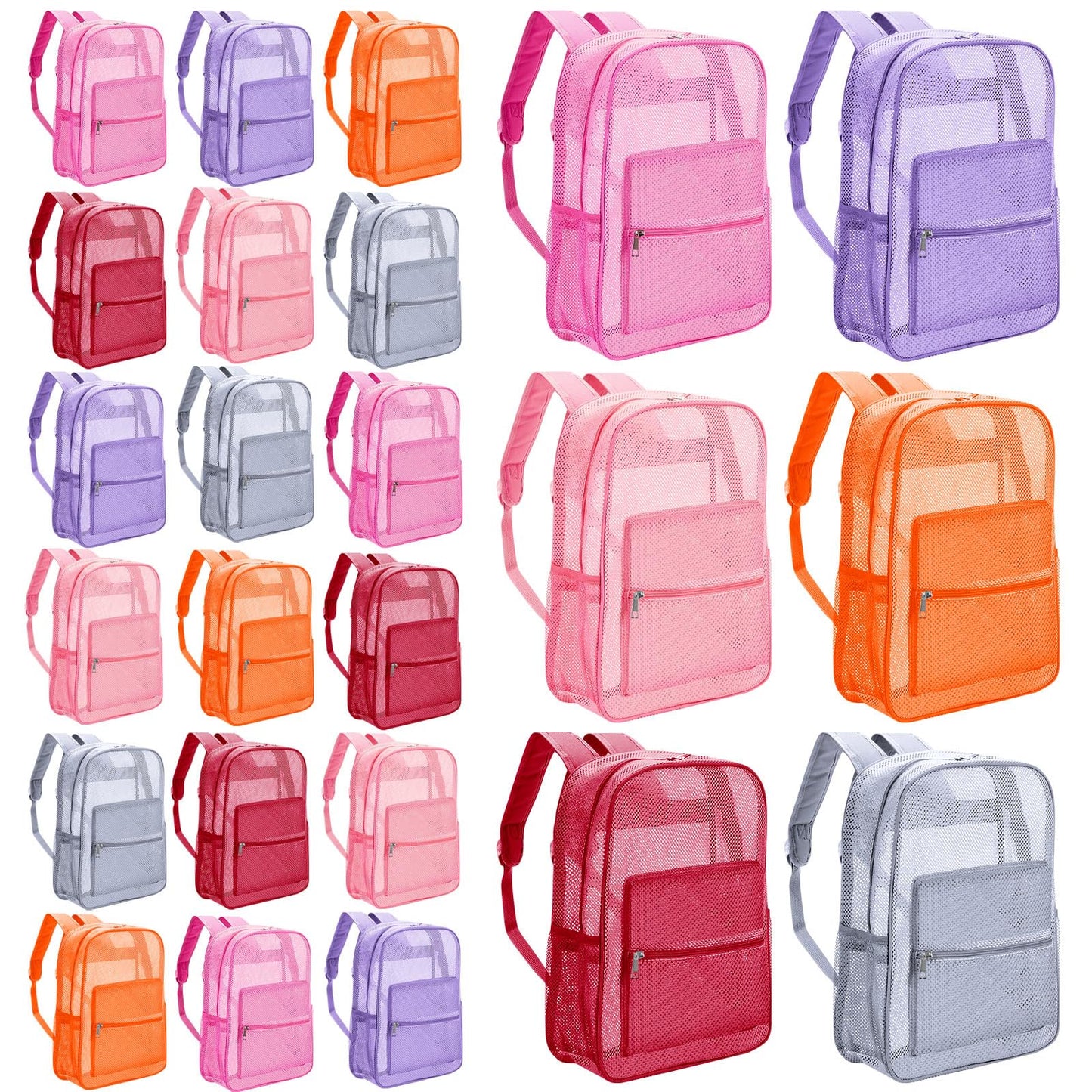 Amylove 17" Mesh Backpack – 48 Pack, Colorful
