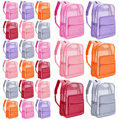 Amylove 17" Mesh Backpack – 48 Pack, Colorful