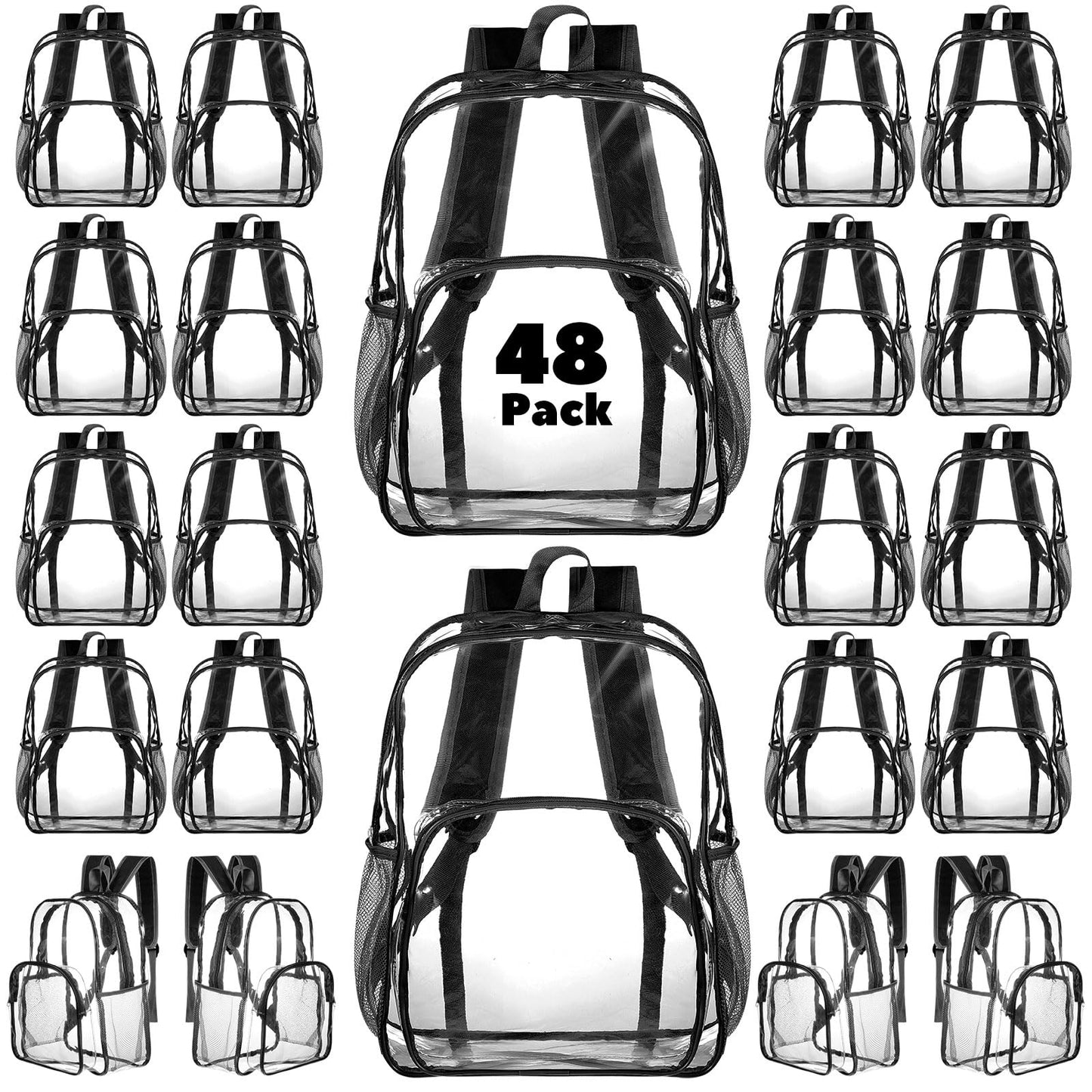 Amylove Clear PVC Backpack, 15", Black, 100-Pack