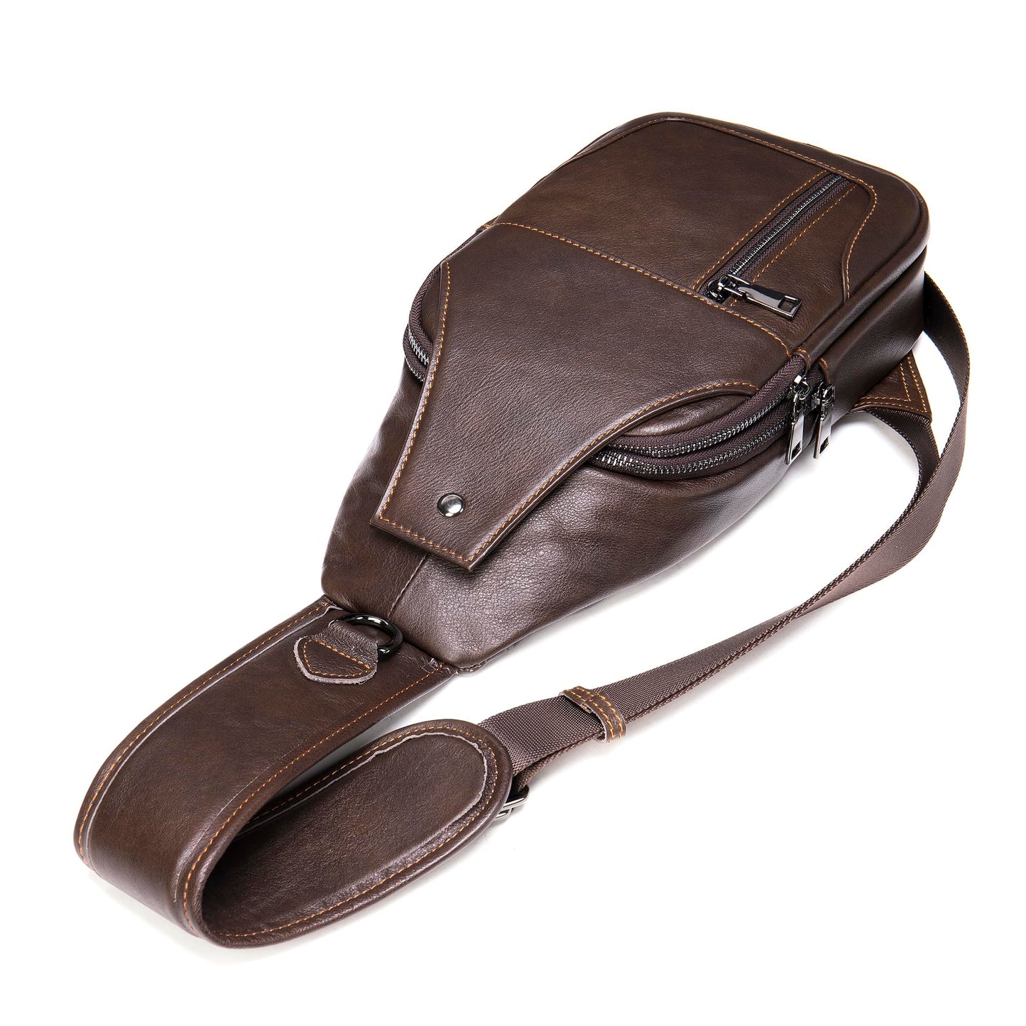 LUKZIJAES Genuine Leather Sling Bag for Men
