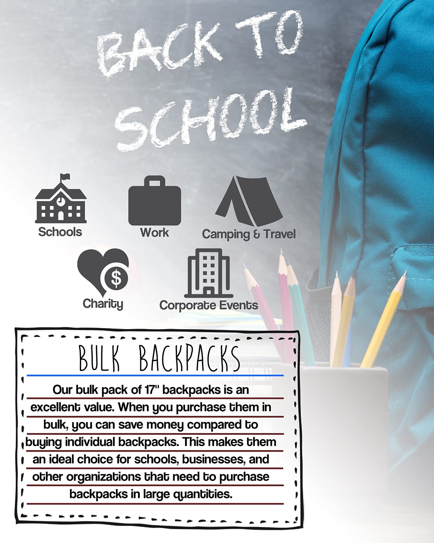 Winterlace 24-Pack Lightweight Backpacks, 17-Inch