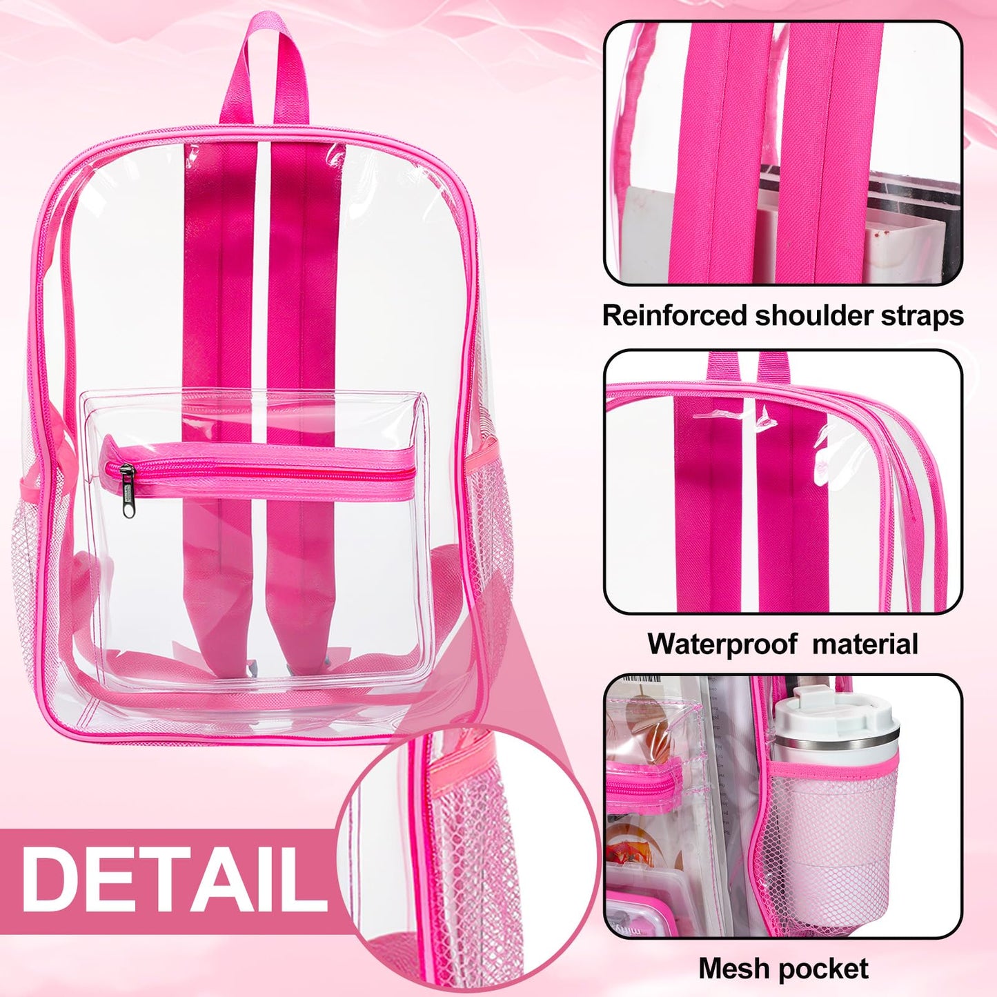 Silkfly Clear Backpacks 72-Pack, PVC Transparent