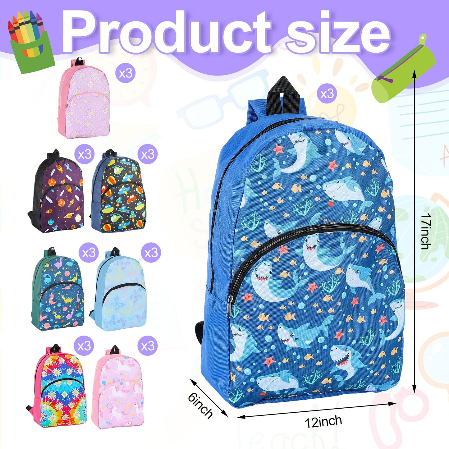 24-Pack 15" Kids Backpacks – Elementary