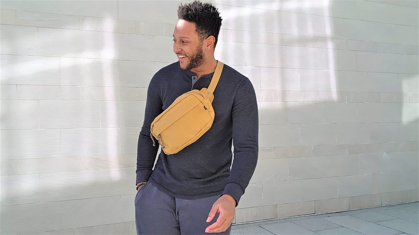 GOOTIUM Men’s Canvas Crossbody Sling Bag, Khaki