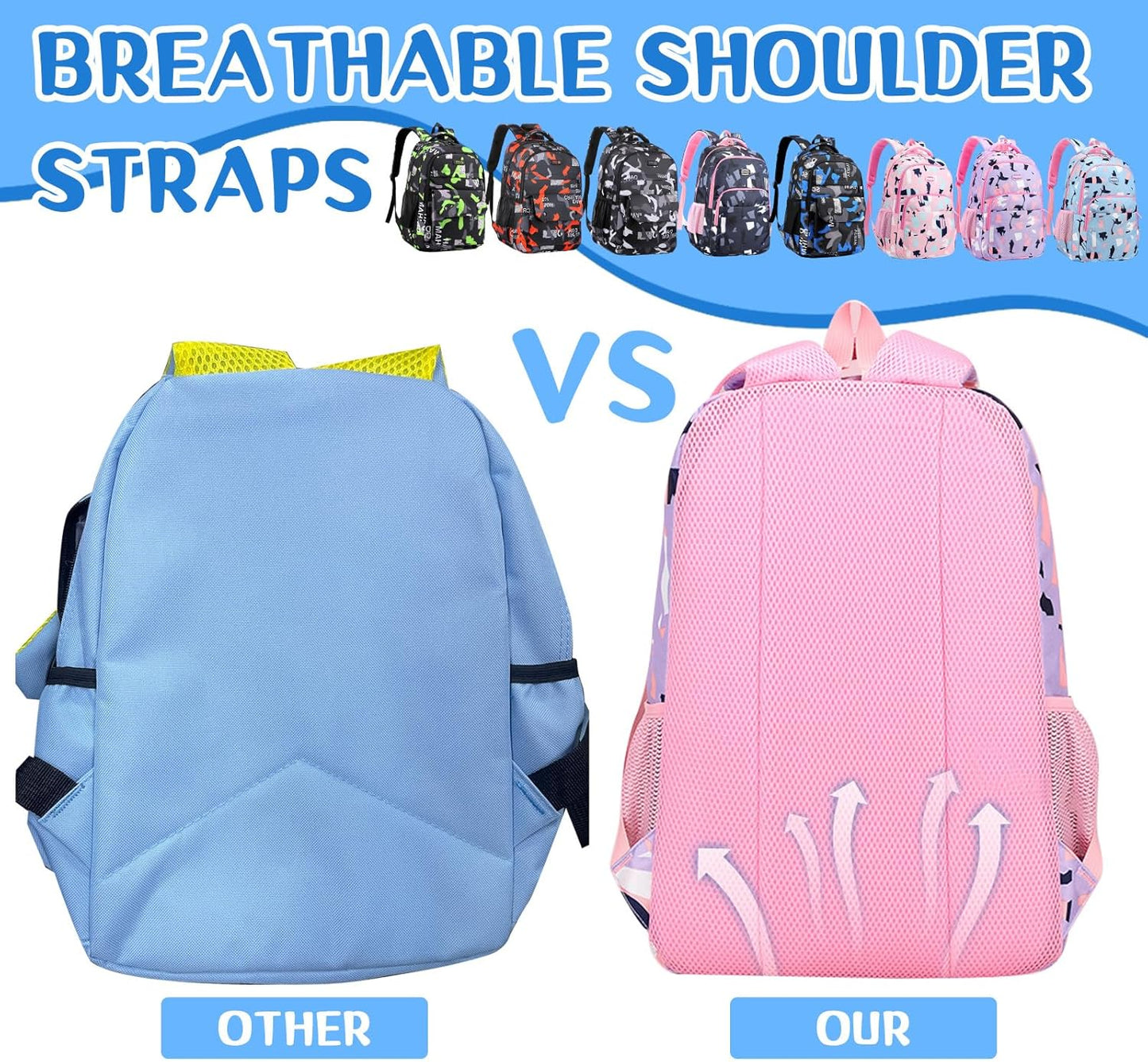 PerKoop 8 Pieces Backpacks Boys and Girls 17 Inch School Bag