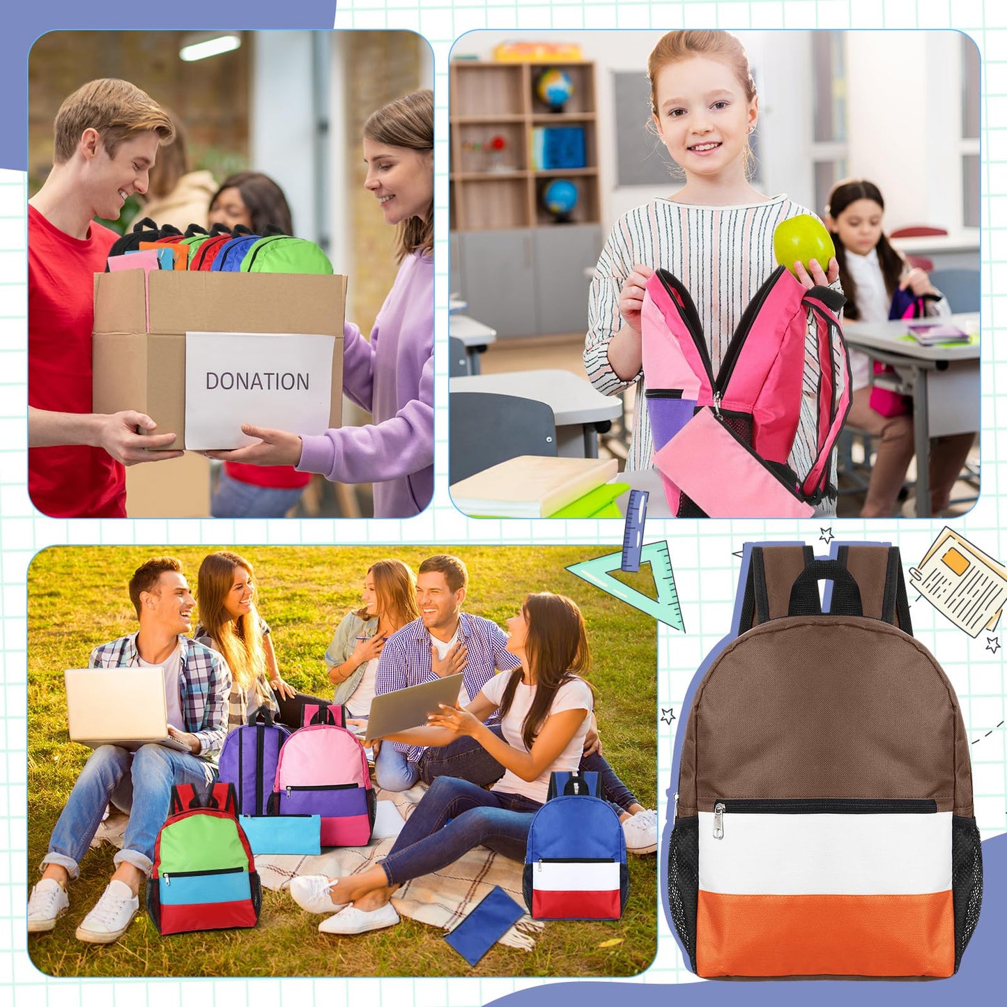 Cholemy 24 Pack 14" Kids Backpack Bulk for School