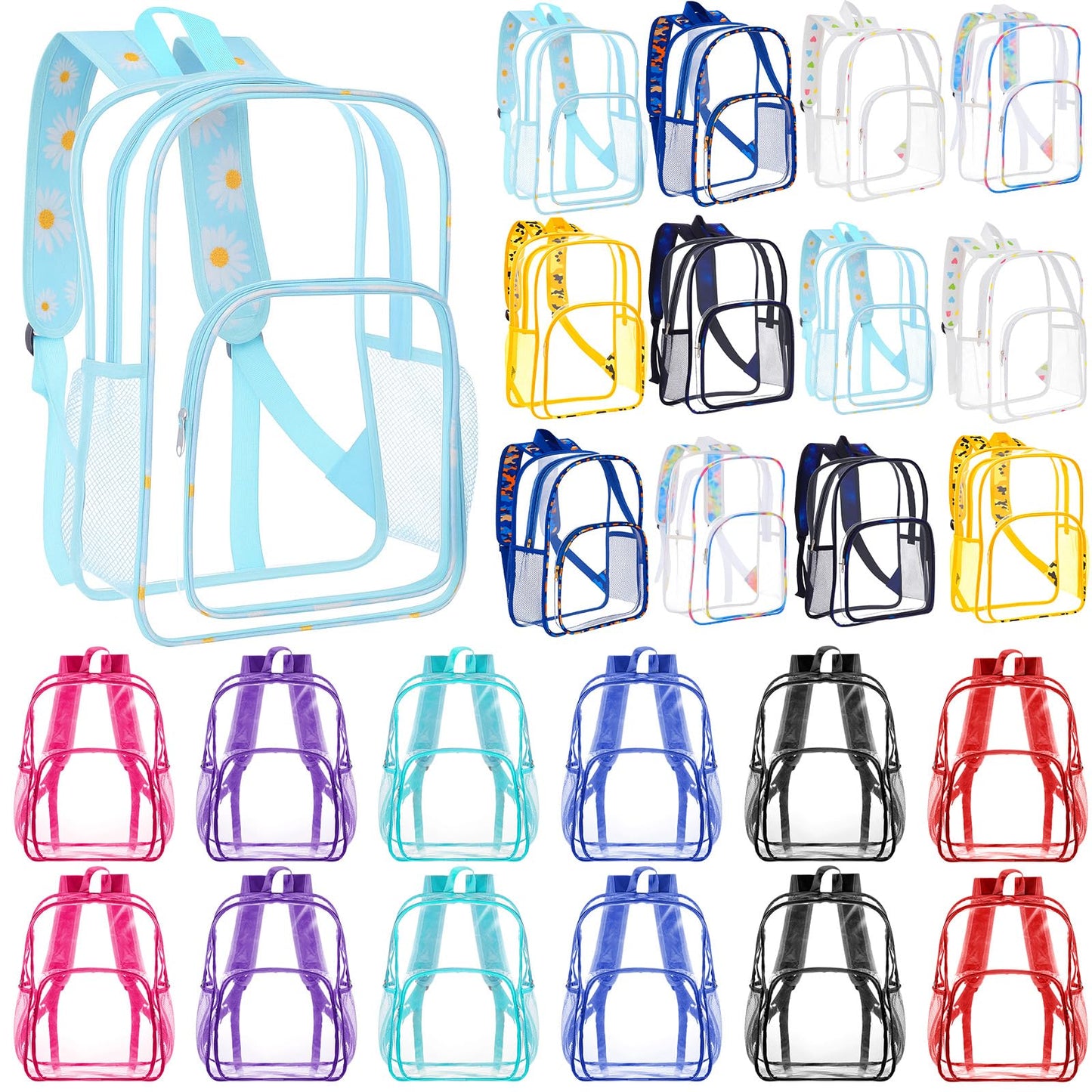 Amylove Clear PVC Backpack, 15", Black, 100-Pack