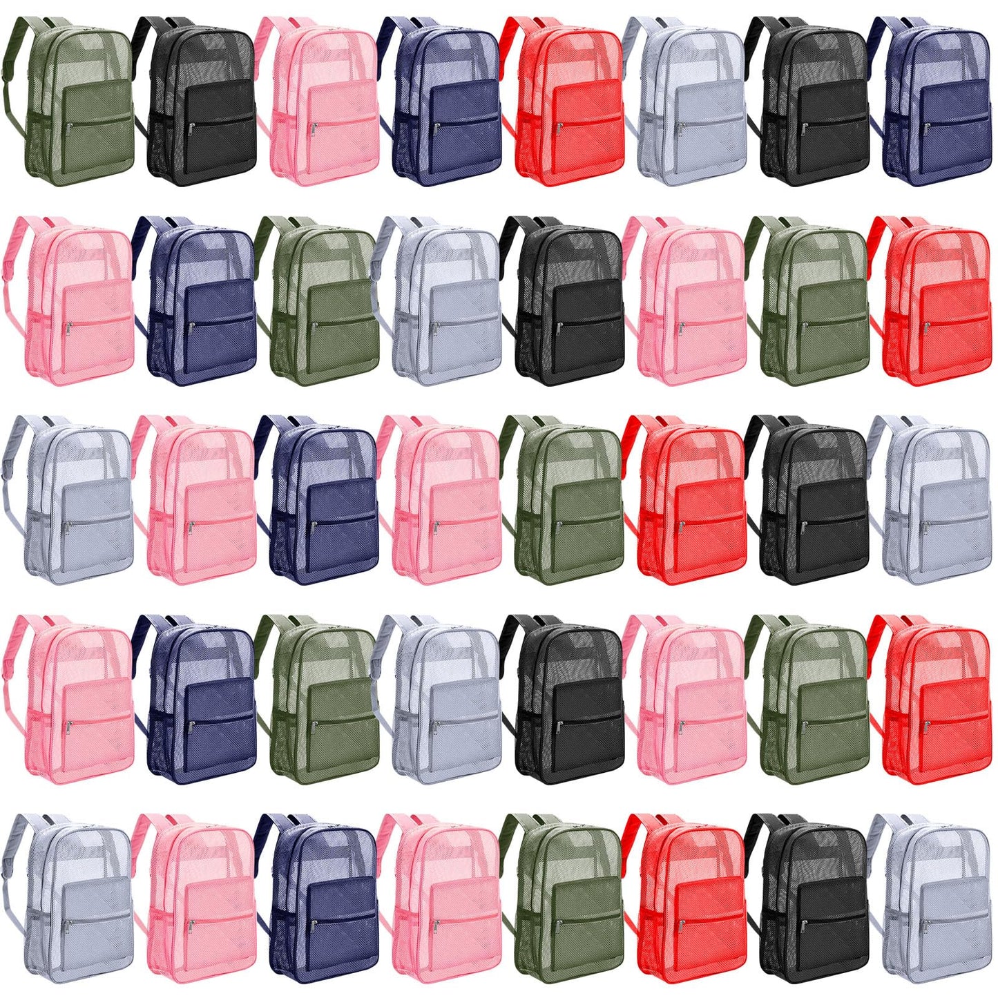 Amylove 17" Mesh Backpack – 48 Pack, Colorful