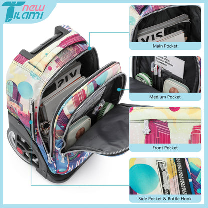 NEW TILAMI 19" Rolling Backpack for kids, Adjustable Laptop Backpack