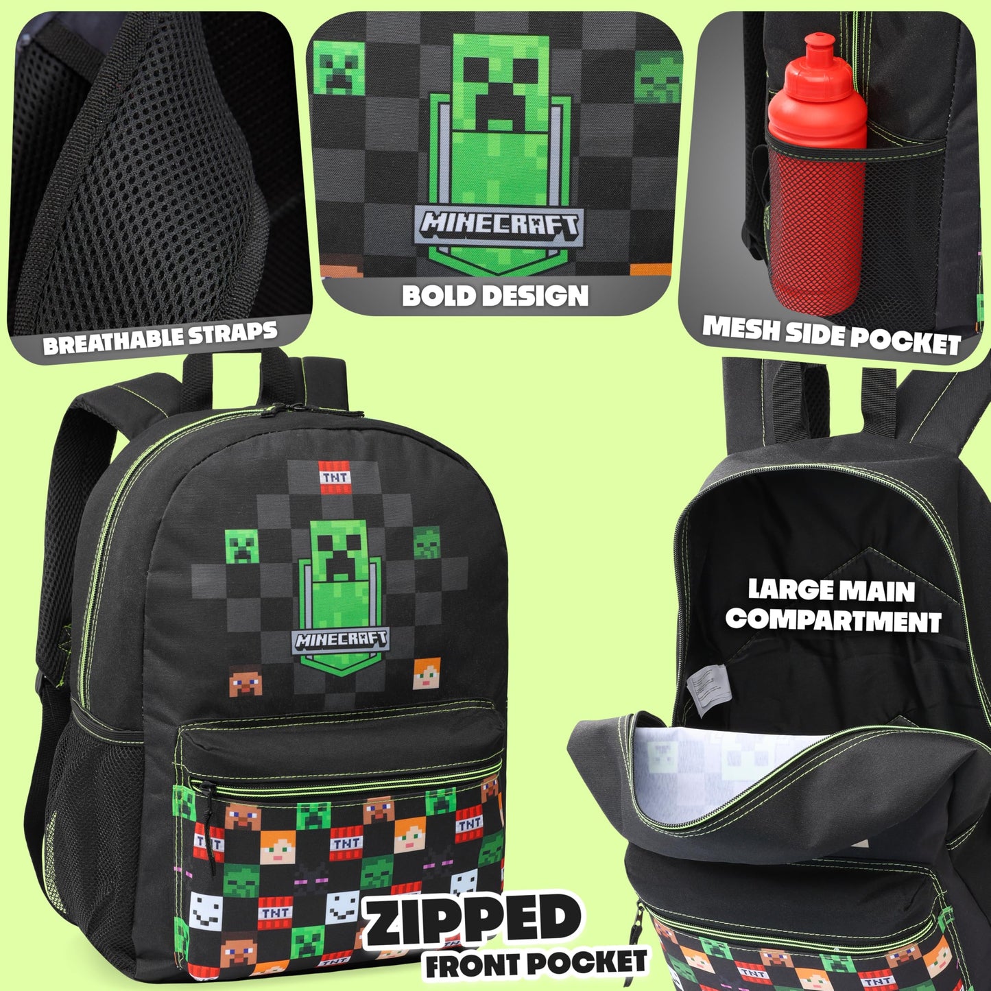 Minecraft Kids & Teens Backpack, Black