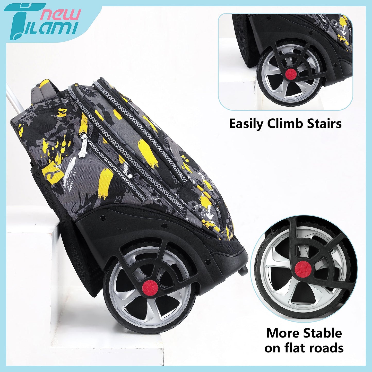 NEW TILAMI 19" Rolling Backpack for kids, Adjustable Laptop Backpack