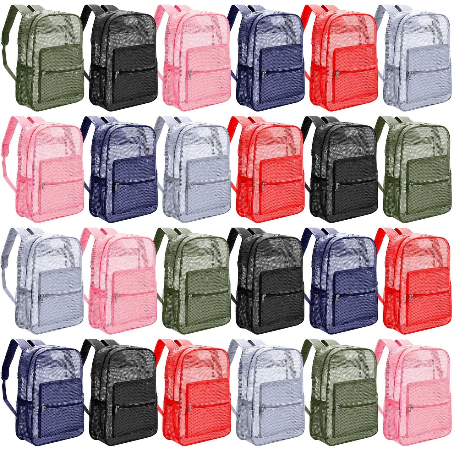 Amylove 17" Mesh Backpack – 48 Pack, Colorful