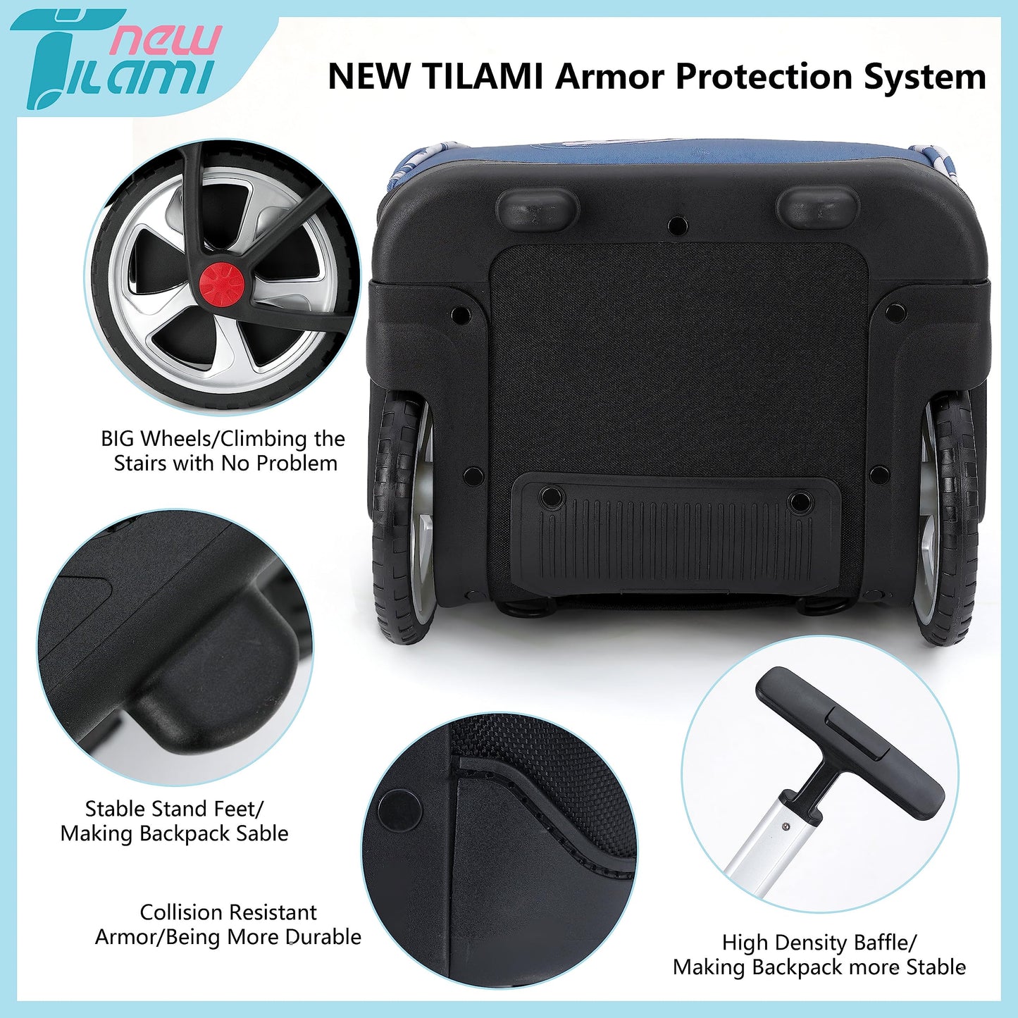 NEW TILAMI 19" Rolling Backpack for kids, Adjustable Laptop Backpack