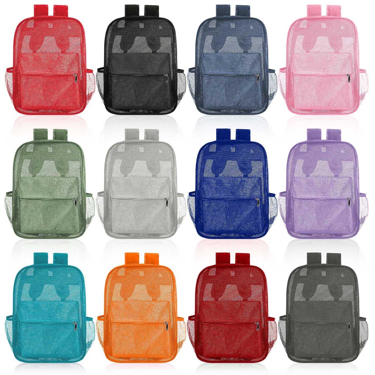 Amylove 17" Mesh Backpack – 48 Pack, Colorful