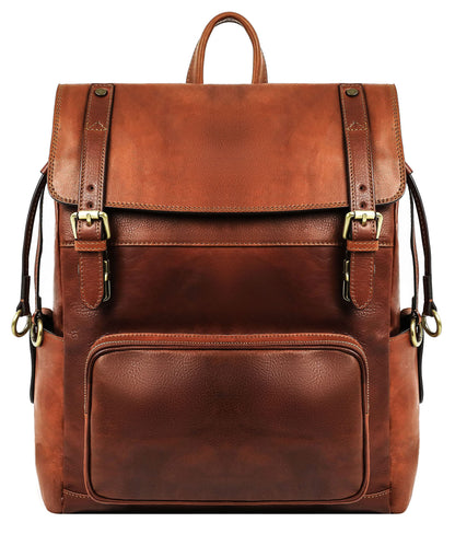 Time Resistance Leather Travel Backpack, Black
