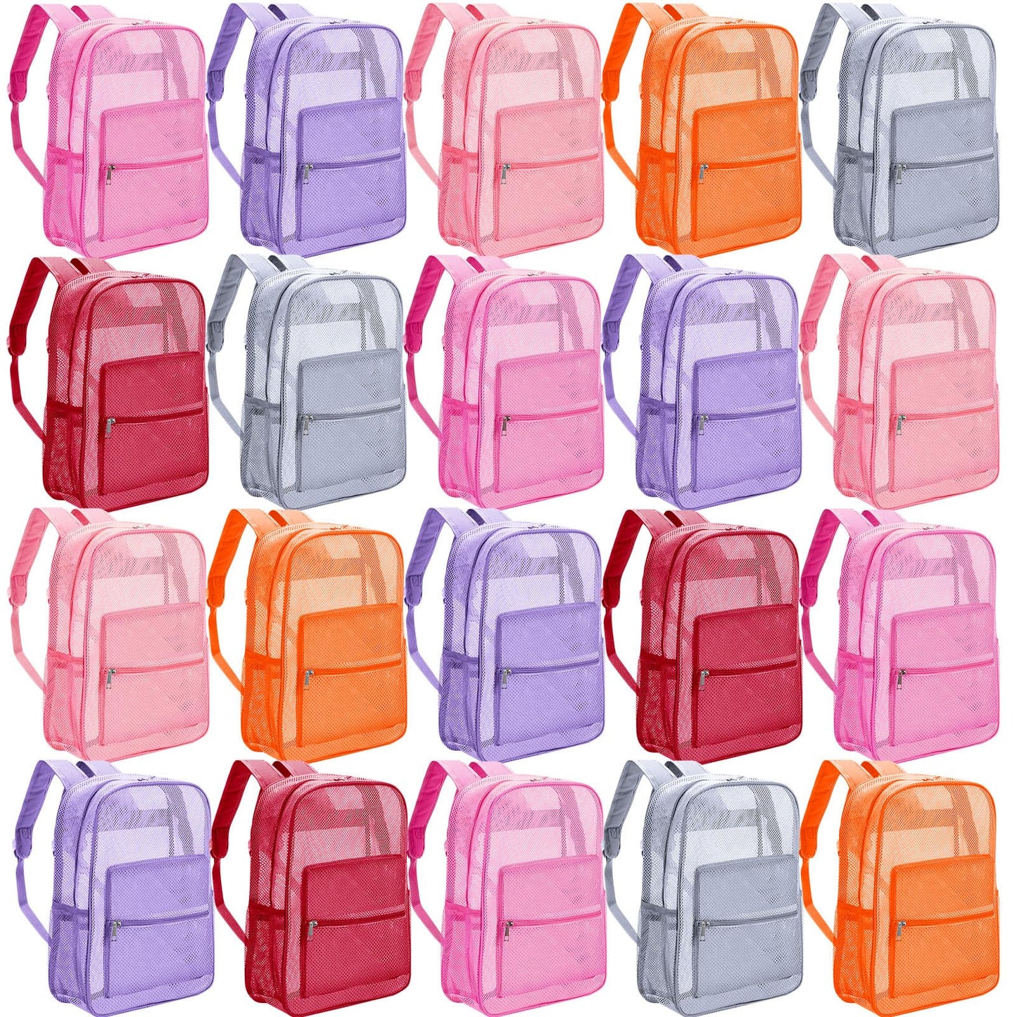 Amylove 17" Mesh Backpack – 48 Pack, Colorful