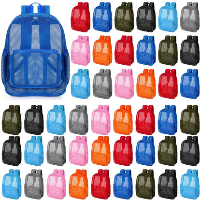 48-Pack 17" Clear Mesh Backpacks – Heavy Duty