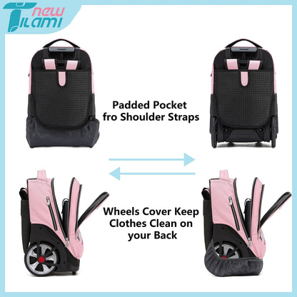 NEW TILAMI 19" Rolling Backpack for kids, Adjustable Laptop Backpack