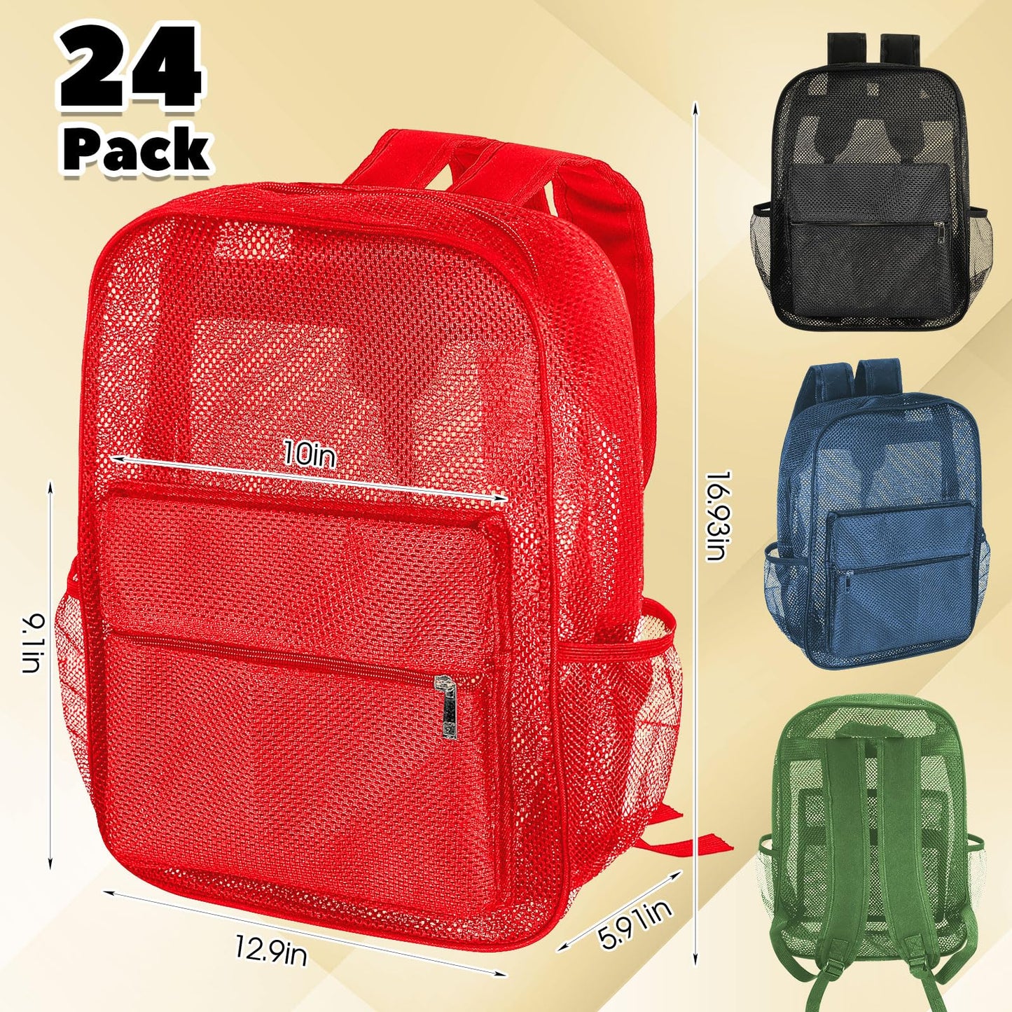 Amylove 17" Mesh Backpack – 48 Pack, Colorful