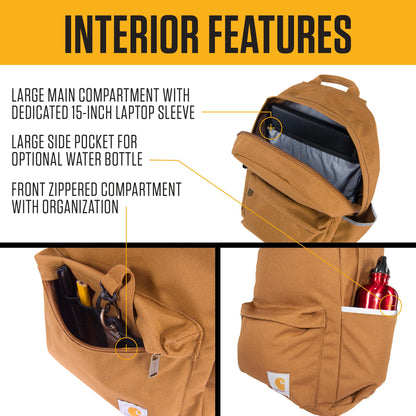 Carhartt 21L Classic Laptop Backpack, Water-Resistant Pack