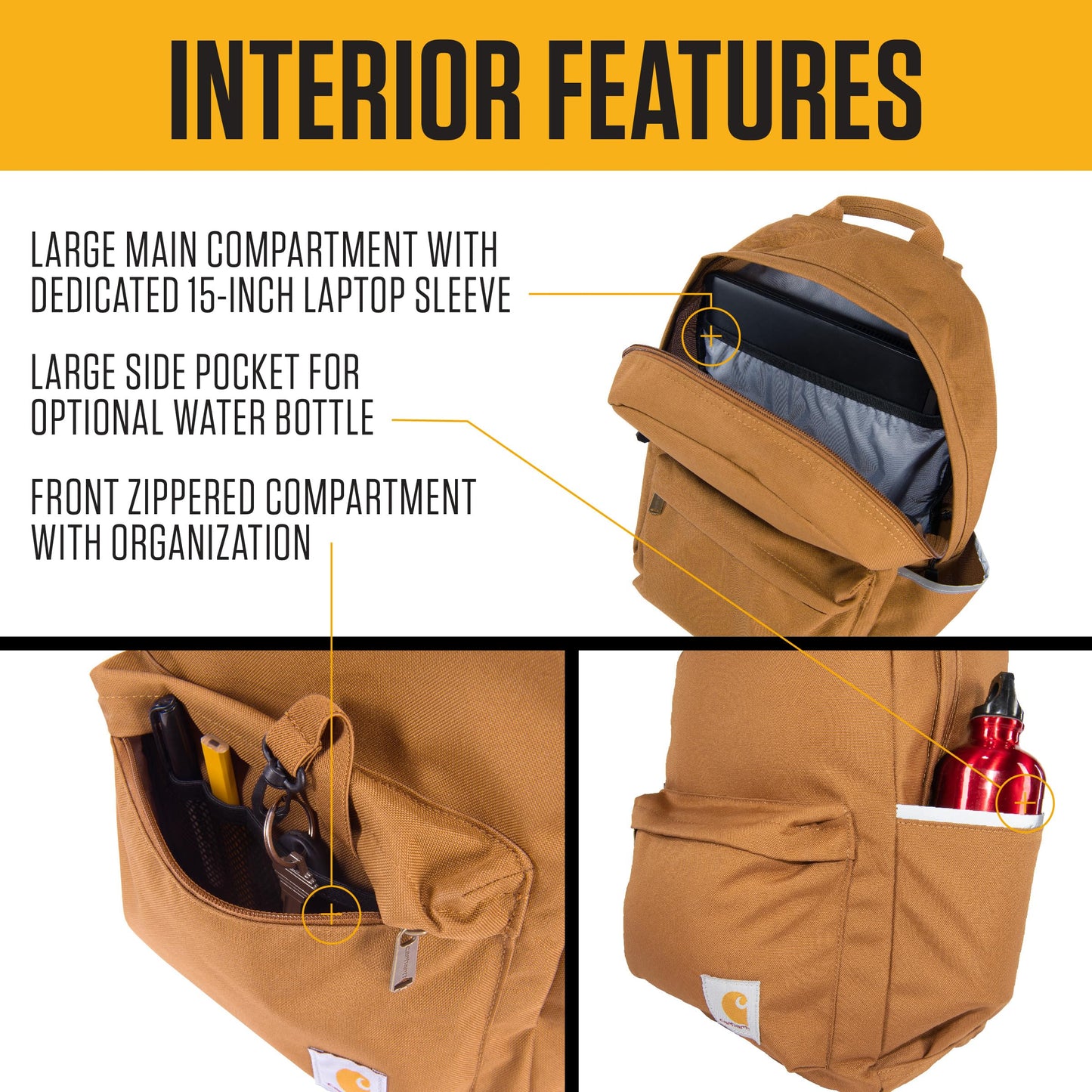 Carhartt 21L Classic Laptop Backpack, Water-Resistant Pack