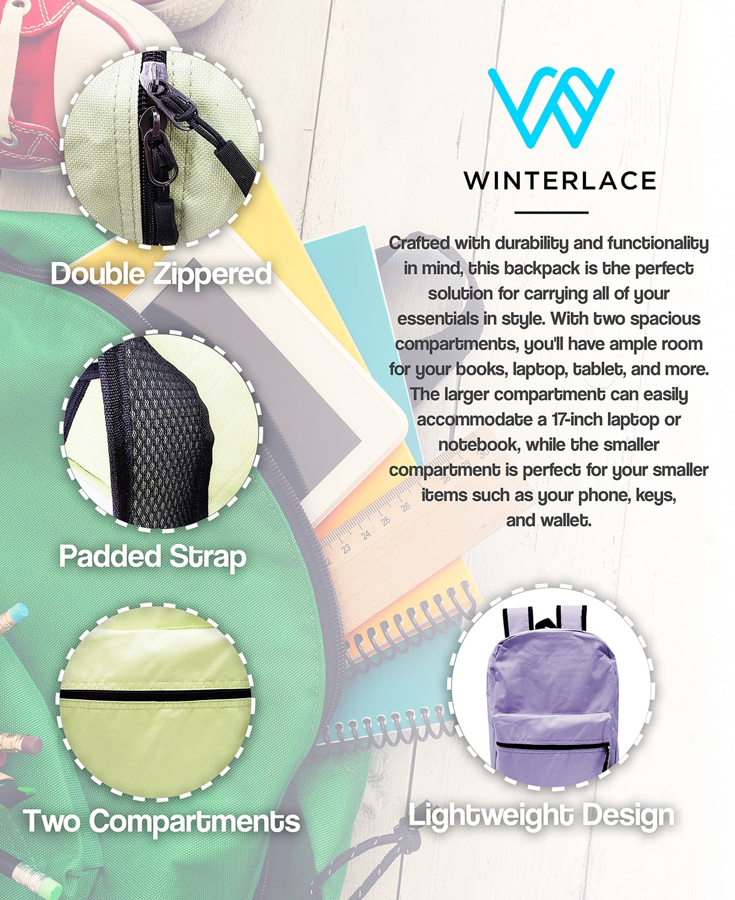 Winterlace 24-Pack Lightweight Backpacks, 17-Inch