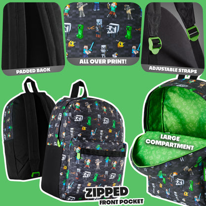Minecraft Kids & Teens Backpack, Black