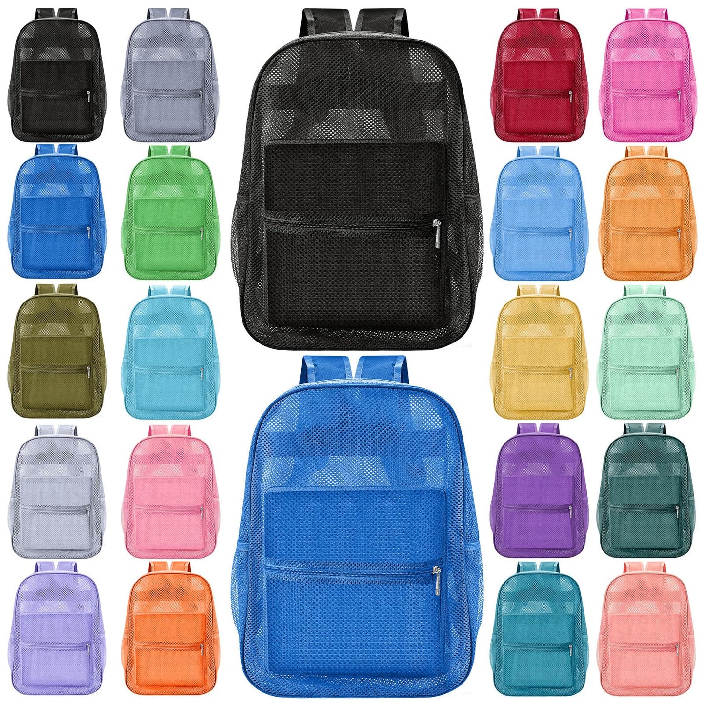 Amylove 17" Mesh Backpack – 48 Pack, Colorful