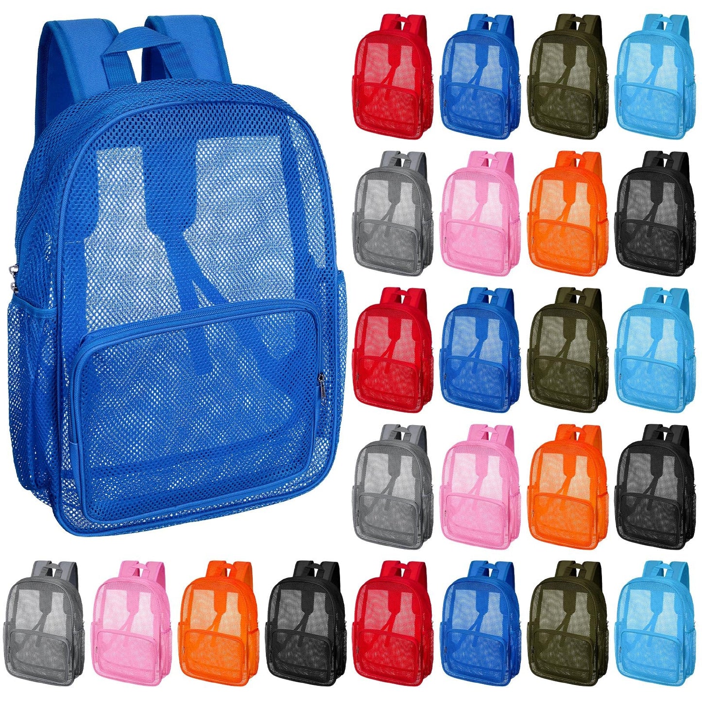 48-Pack 17" Clear Mesh Backpacks – Heavy Duty