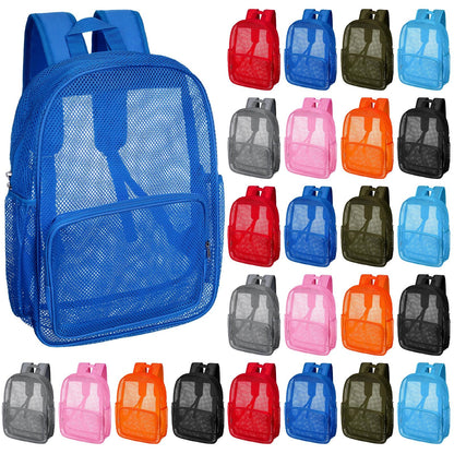 48-Pack 17" Clear Mesh Backpacks – Heavy Duty